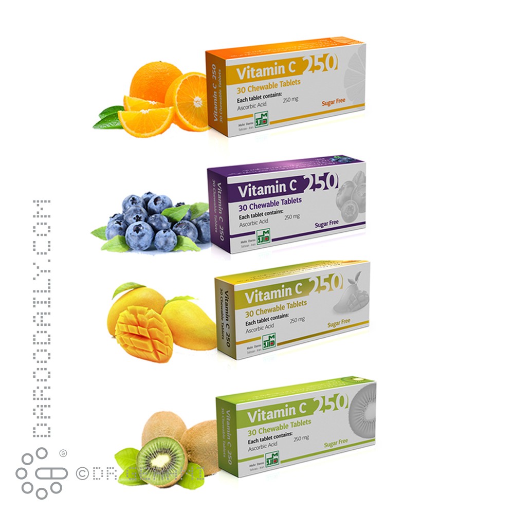 قرص جویدنی 250 میلی گرمی ویتامین C مهر دارو 30 عددی