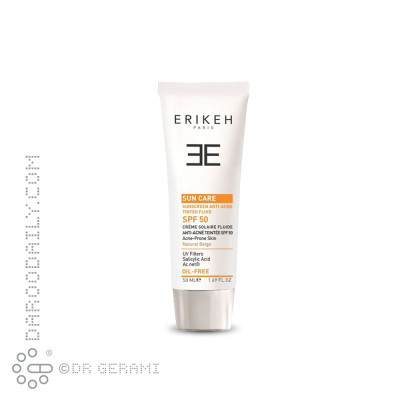 فلوئید ضد آفتاب بژ طبیعی آنتی آکنه پوست چرب SPF50 اریکه 50 میلی لیتری