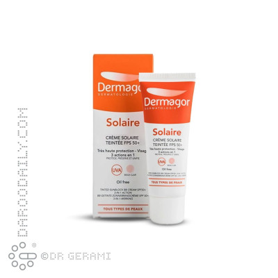 کرم ضد آفتاب بژ روشن فاقد چربی 3in1 با SPF50 درماگور 40 میلی لیتری