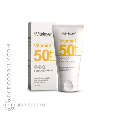 کرم ضد آفتاب بی رنگ فاقد چربی ویتامین C با SPF50 ویتالیر 40 میلی لیتری