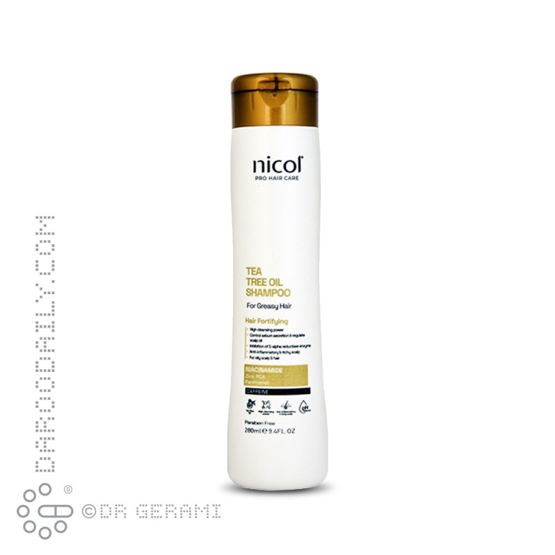 شامپو موهای چرب حاوی روغن درخت چای نیکول 280 میلی لیتری