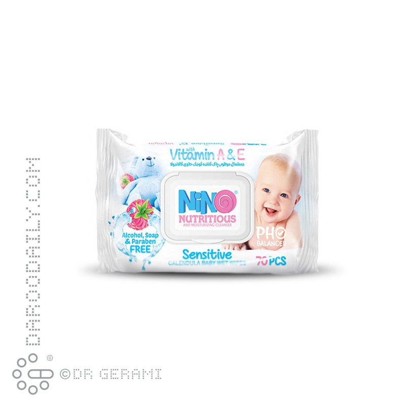 دستمال مرطوب کودک با رایحه میوه ای نینو 70 عددی