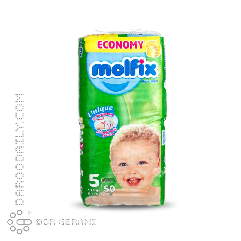 پوشک 3 بعدی کودک سایز 5 مولفیکس 50 عددی