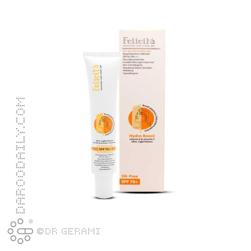 ژل کرم ضد آفتاب بی رنگ پوست چرب فاقد چربی SPF70 فلیچیتا 40 میلی لیتری
