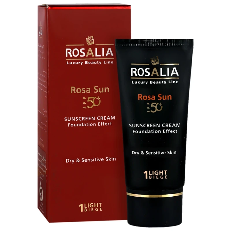 کرم ضد آفتاب بژ روشن پوست حساس و خشک SPF50 رزالیا ۴۰ میلی لیتری