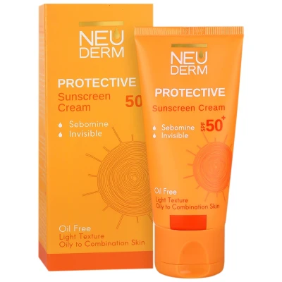 کرم ضد آفتاب بی رنگ پوست چرب فاقد چربی مدل Highly Protective با SPF50 نئودرم 50 میلی لیتری