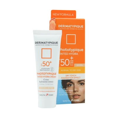 کرم ضد آفتاب هیدرا بژ طبیعی پوست خشک SPF50 درماتیپیک 50 میلی لیتری