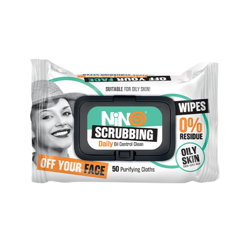 دستمال مرطوب آرایشی پوست چرب نینو 50 عددی