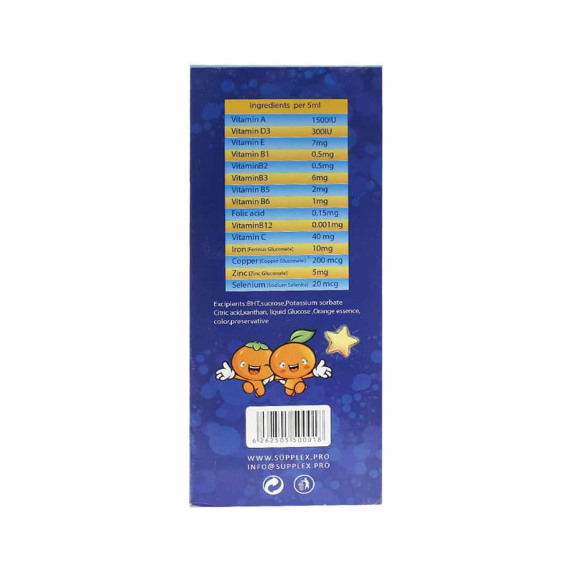 شربت مولتی ویتامین و مینرال کودکان ساپلکس 300 میلی لیتری