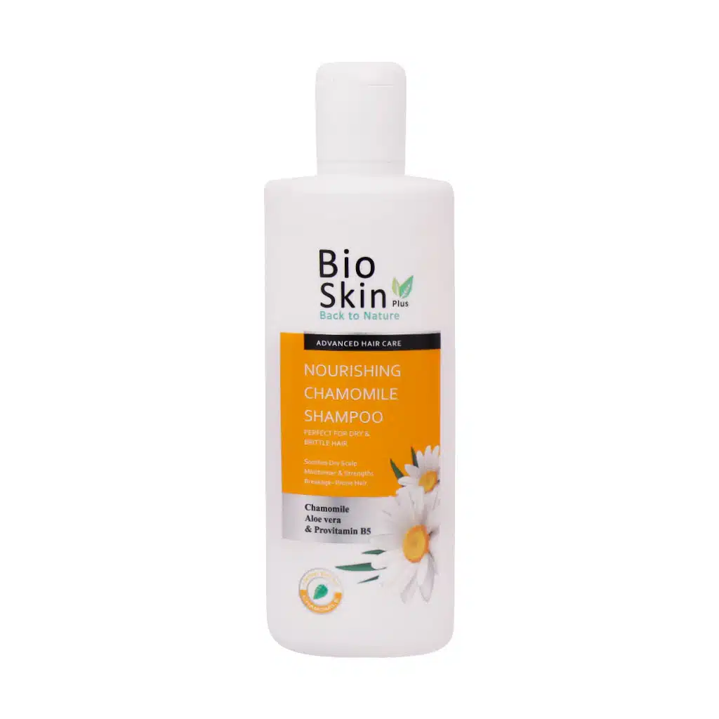 شامپو موهای خشک و آسیب دیده با عصاره بابونه بایو اسکین پلاس 200 میلی لیتری