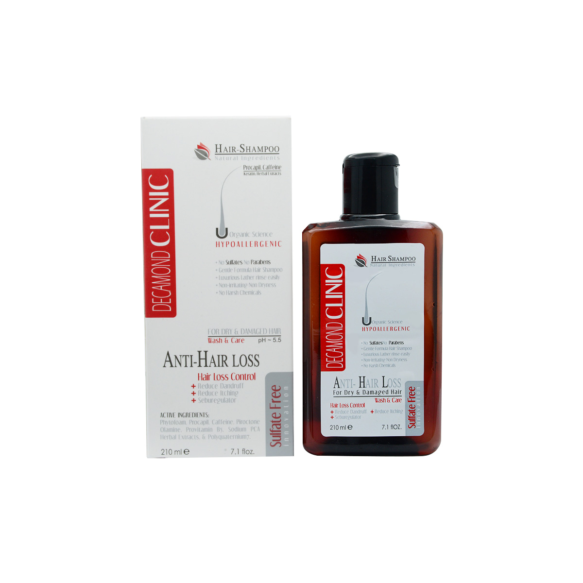شامپو ضد ریزش مو خشک و آسیب دیده دکاموند کلینیک 210 میلی لیتری