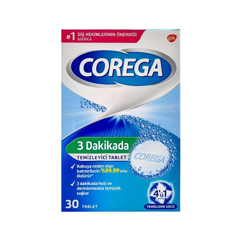 قرص تمیز کننده دندان مصنوعی کورگا 30 عددی