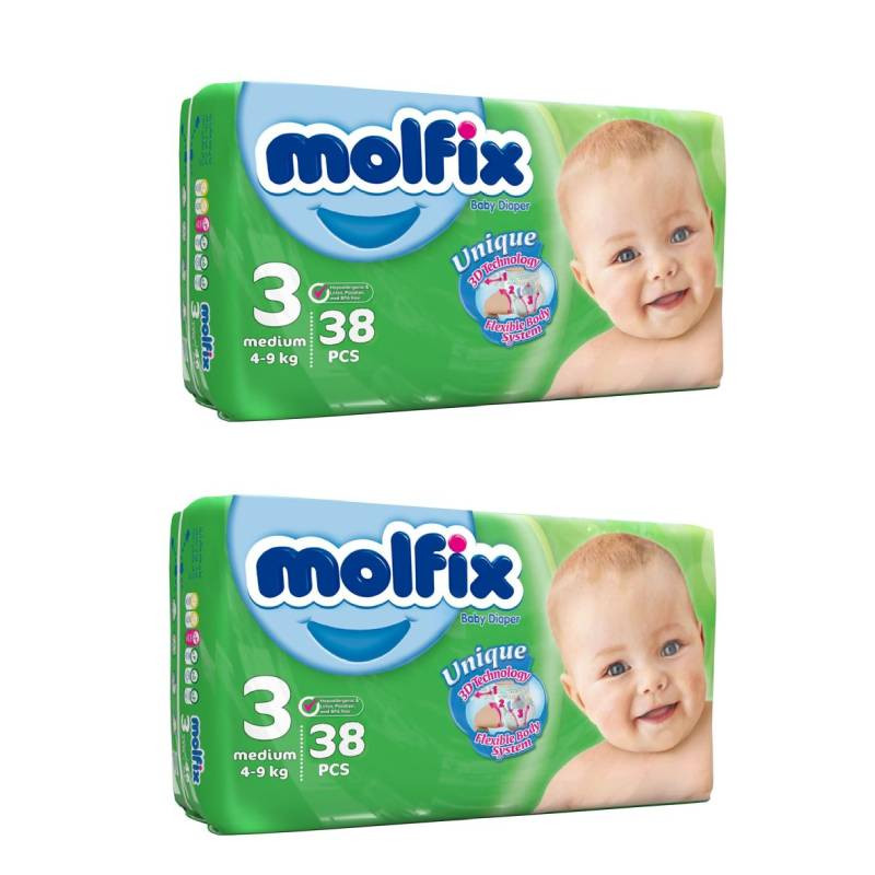 پوشک کامل بچه مولفیکس سایز 3 بسته 38 عددی