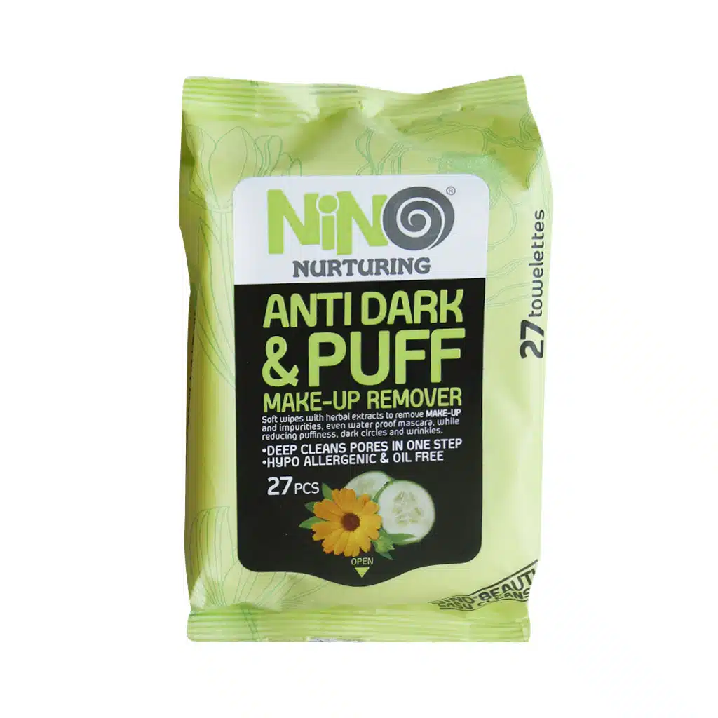 دستمال مرطوب آرایشی ضد پف و تیرگی نینو ۲۷ عددی