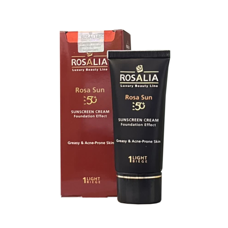 کرم ضد آفتاب بژ روشن پوست چرب و آکنه دار SPF50 رزالیا ۴۰ میلی لیتری