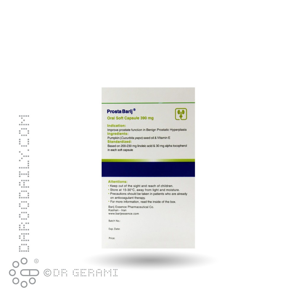 کپسول نرم پروستا 390 میلی گرمی باریج 60 عددی
