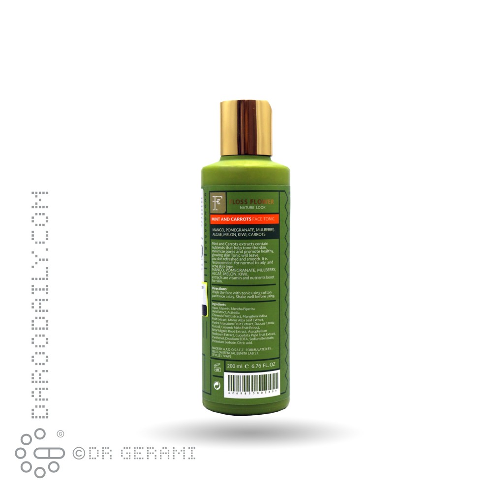 تونر کنترل کننده چربی صورت حاوی نعنا و هویج فلوس فلاور 200 میلی لیتری
