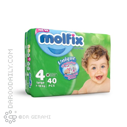 پوشک کامل کودک سه بعدی مولفیکس سایز 4 بسته 40 عددی