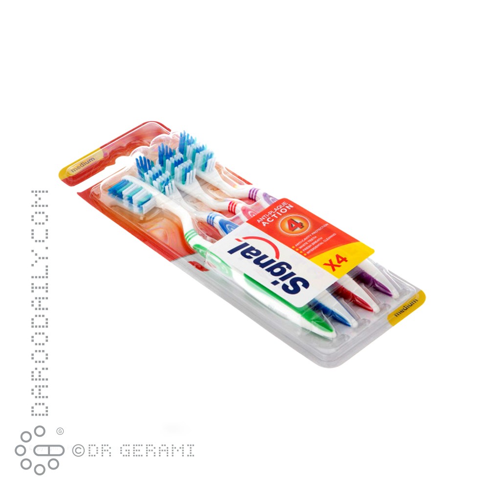 مسواک بزرگسال با برس متوسط مدل Anti Plague سیگنال ۴ عددی