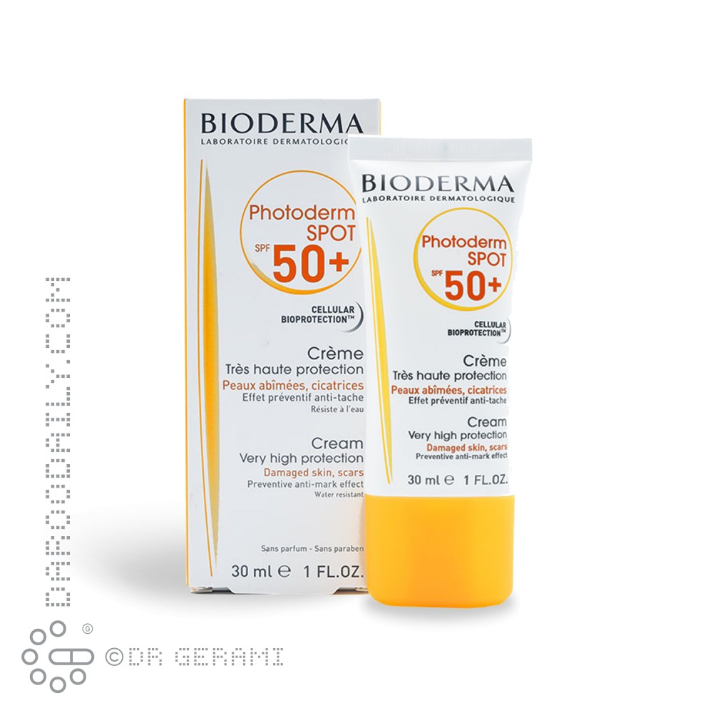 کرم ضد آفتاب بی رنگ پوست آسیب دیده مدل Photoderm Spot با SPF50 بایودرما ۳۰ میلی لیتری