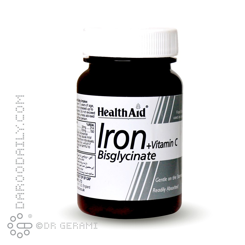 قرص آیرون بیس گلیسینات و ویتامین C هلث اید 30 عددی
