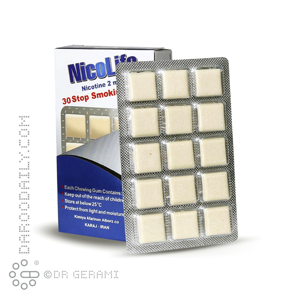 آدامس ترک سیگار با طعم اکالیپتوس نیکوتین 2 میلی گرمی نیکلایف 30 عددی