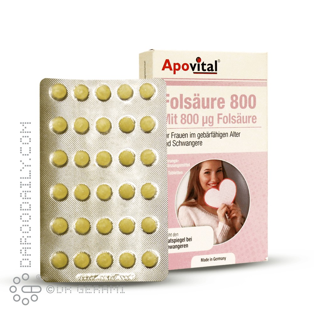 قرص اسید فولیک 800 آپوویتال 30 عددی