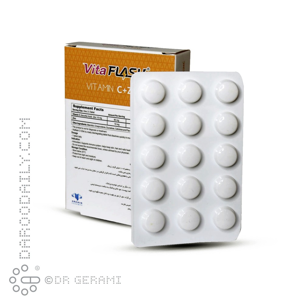 قرص مکیدنی ویتافلش C و زینک آرامیس 30 عددی