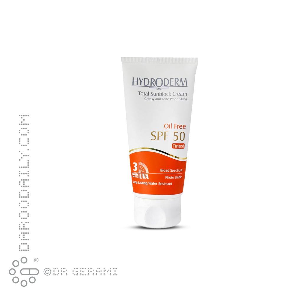 کرم ضد آفتاب رنگی فاقد چربی پوست چرب SPF50 هیدرودرم 50 میلی لیتری