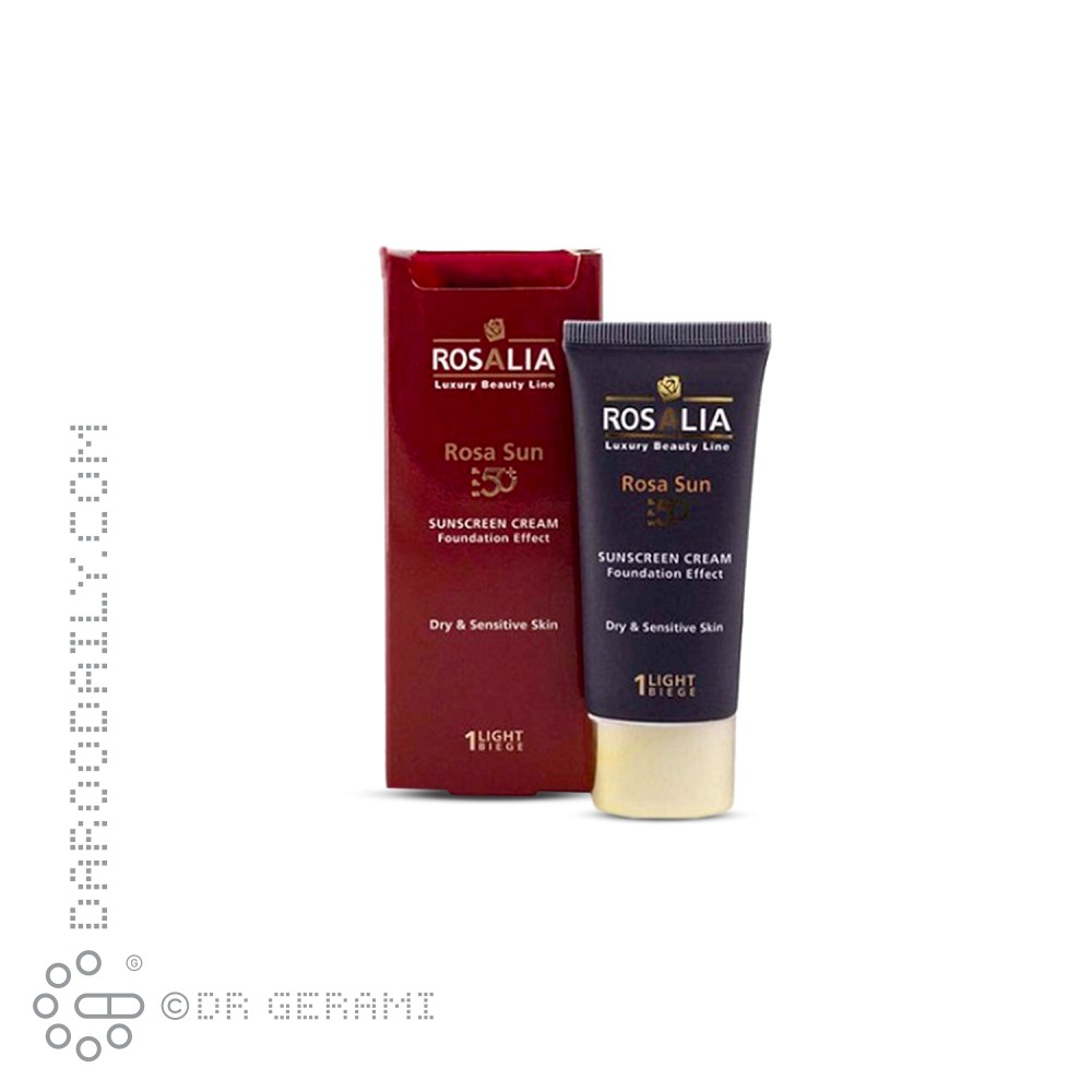کرم ضد آفتاب بژ روشن پوست حساس و خشک SPF50 رزالیا ۴۰ میلی لیتری