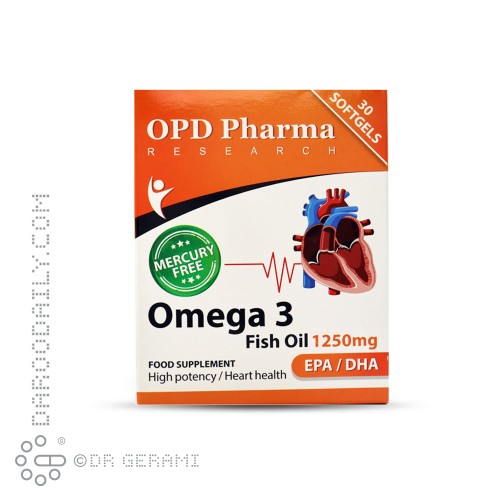 سافت ژل امگا 3 روغن ماهی 1250 میلی گرمی او پی دی فارما 30 عددی