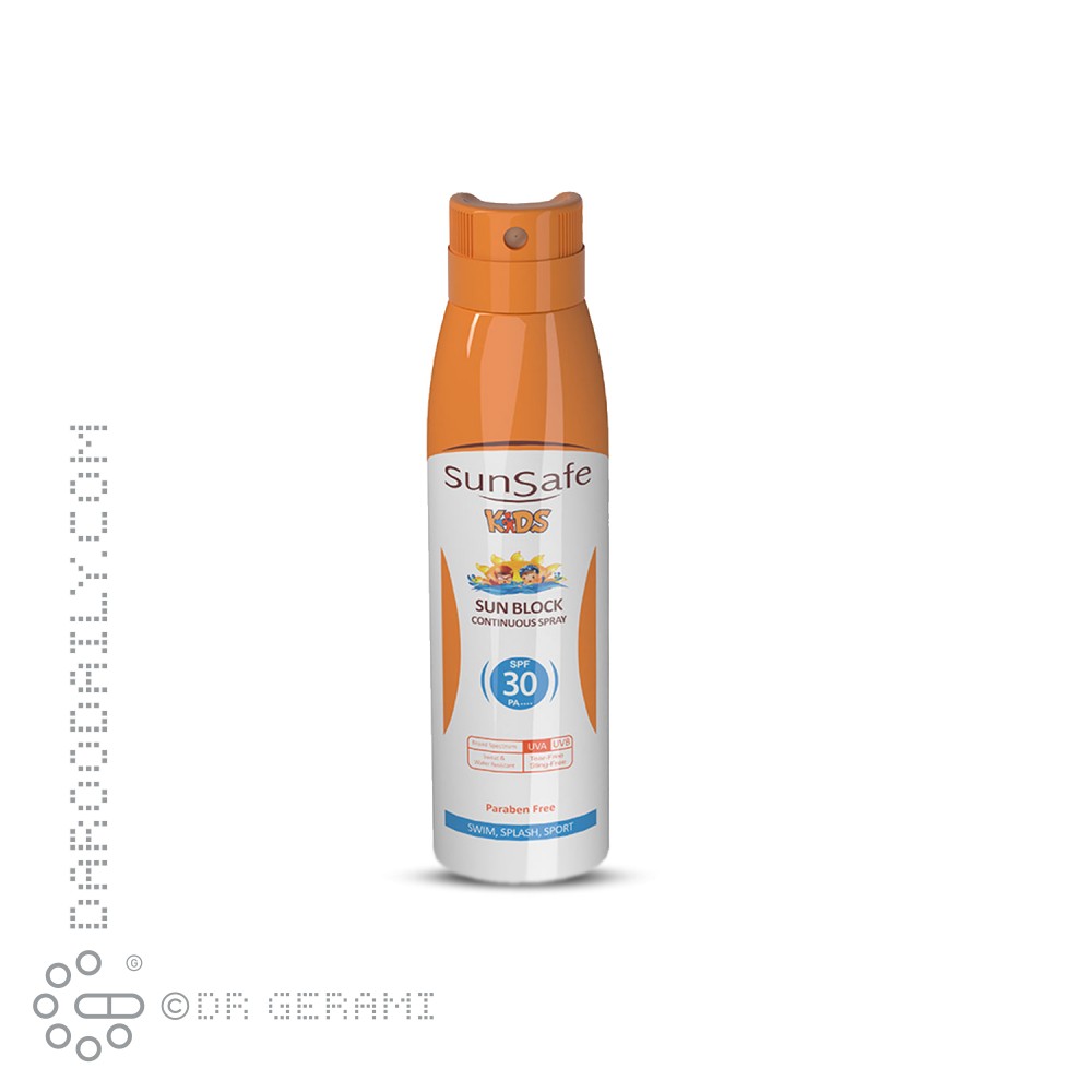 اسپری ضد آفتاب کودکان فاقد چربی SPF30 سان سیف 50 گرمی