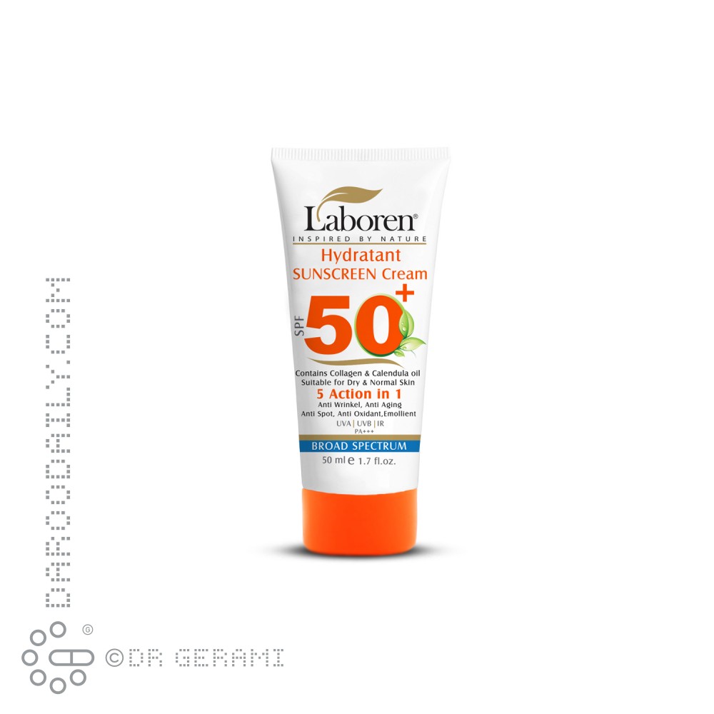 کرم ضد آفتاب بی رنگ 5in1 پوست خشک SPF50 لابورن 50 میلی لیتری