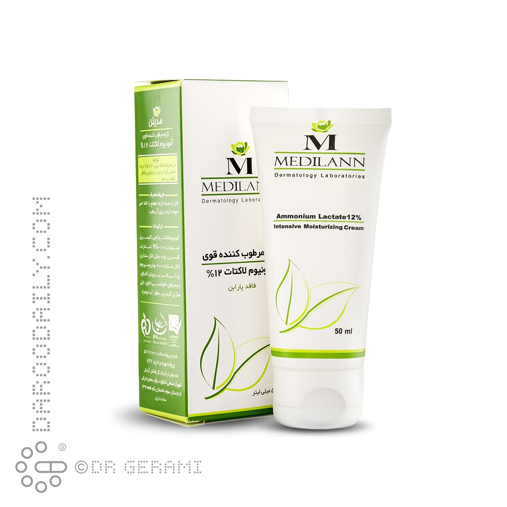 کرم مرطوب کننده قوی پوست خشک آمونیوم لاکتات 12 درصد مدیلن 50 میلی لیتری