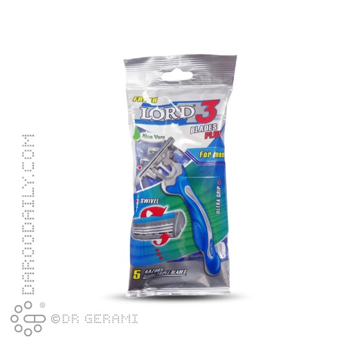 خود تراش سه لبه آقایان مدل پفکی لرد 5 عددی