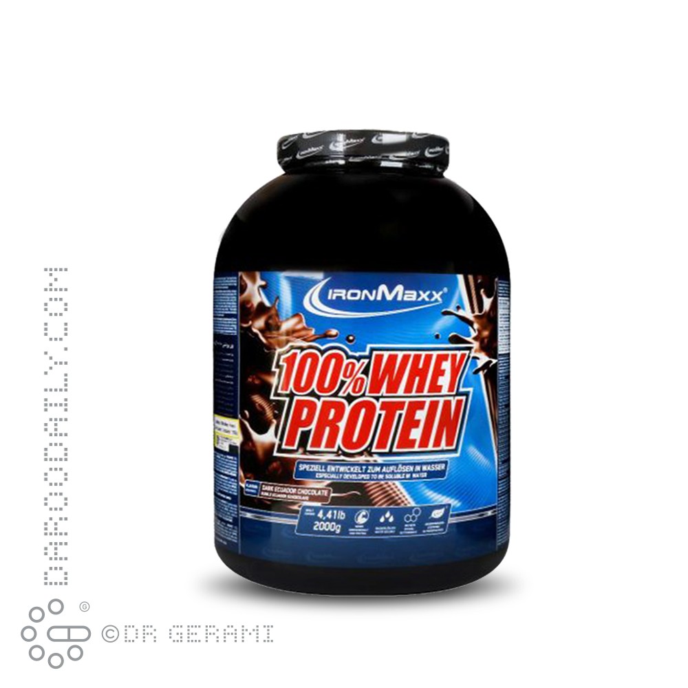 پودر پروتئین وی 100 درصد با طعم شکلات تلخ آیرون مکس 2000 گرمی