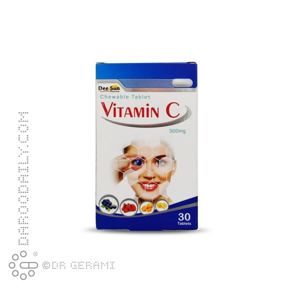 قرص جویدنی 500 میلی گرمی ویتامین C با طعم بلوبری دی سان فارما 30 عددی