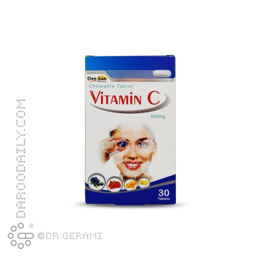 قرص جویدنی 500 میلی گرمی ویتامین C با طعم بلوبری دی سان فارما 30 عددی