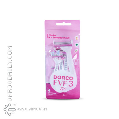 خود تراش پفکی بانوان 3 لبه مدل EVE 3 Fit دورکو 4 عددی