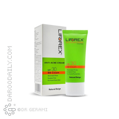 بی بی کرم ضد آفتاب بژ طبیعی پوست های آکنه دار SPF30 لیپورکس 30 میلی لیتری