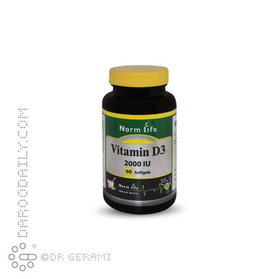 سافت ژل 2000 واحدی ویتامین D3 نورم لایف 60 عددی