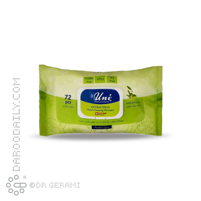 دستمال مرطوب و پاک کننده دست حاوی روغن زیتون یونی لد 72 عددی