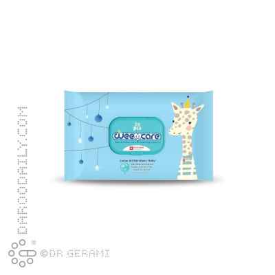 دستمال مرطوب کودک حاوی روغن پنبه دانه وی کر 20 عددی
