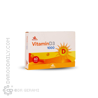 سافت ژل 1000 واحدی ویتامین D3 ویتامین لایف 60 عددی