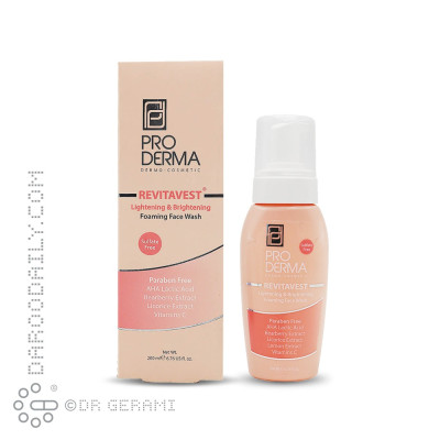 فوم شستشو و روشن کننده پوست صورت مدل Revitavest پرودرما 200 میلی لیتری