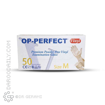 دستکش وینیل سایز متوسط اوپی پرفکت 50 عددی