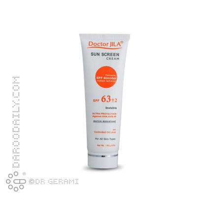 كرم ضد آفتاب بی رنگ SPF63 دکتر ژیلا 50 گرمی