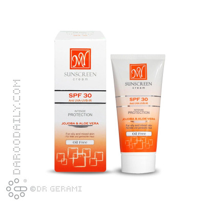 کرم ضد آفتاب بی رنگ پوست چرب فاقد چربی SPF30 مای 50 میلی لیتری