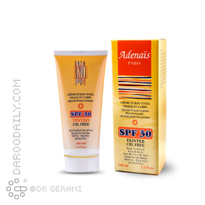 کرم ضد آفتاب بی رنگ پوست چرب فاقد چربی SPF30 آدنایس 100 میلی لیتری
