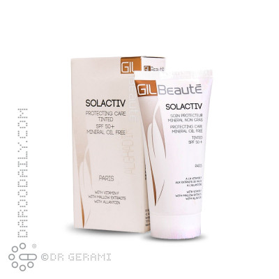 کرم ضد آفتاب بژ تیره مینرال فاقد چربی مدل Solactiv با SPF50 ژیل بوته 50 میلی لیتری